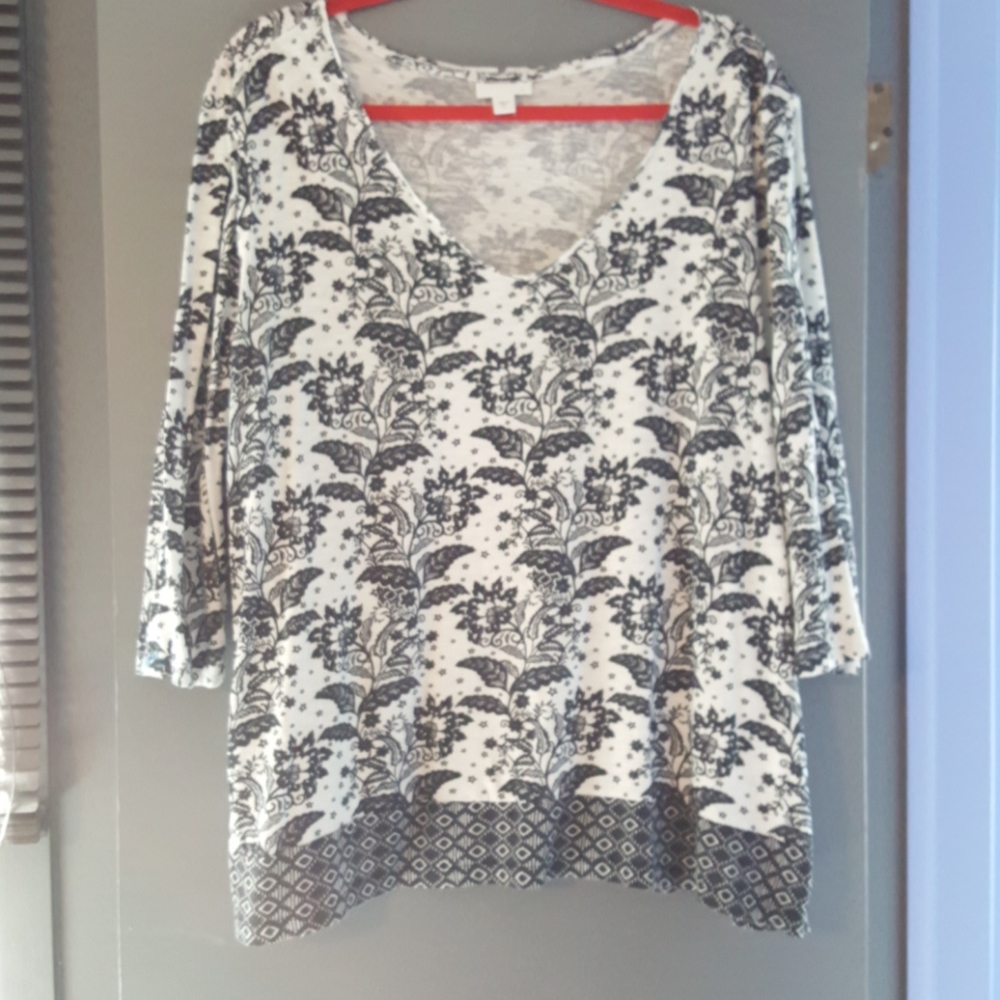 J. Jill paisley 3/4 sleeve t shirt
